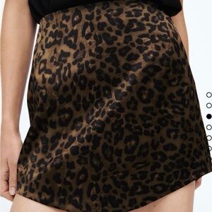 Zara Brown and Black Animal Print Mini Skirt